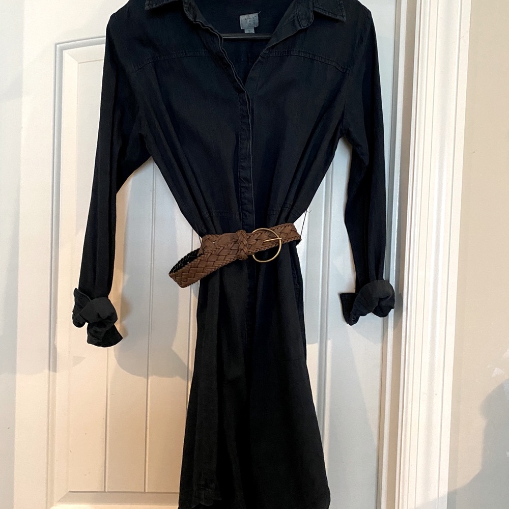 Denim belted dress